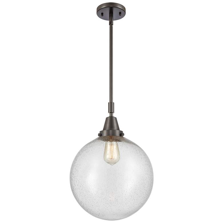 Image 1 Caden Beacon 12" Wide Bronze Stem Hung Mini Pendant w/ Seedy Shade