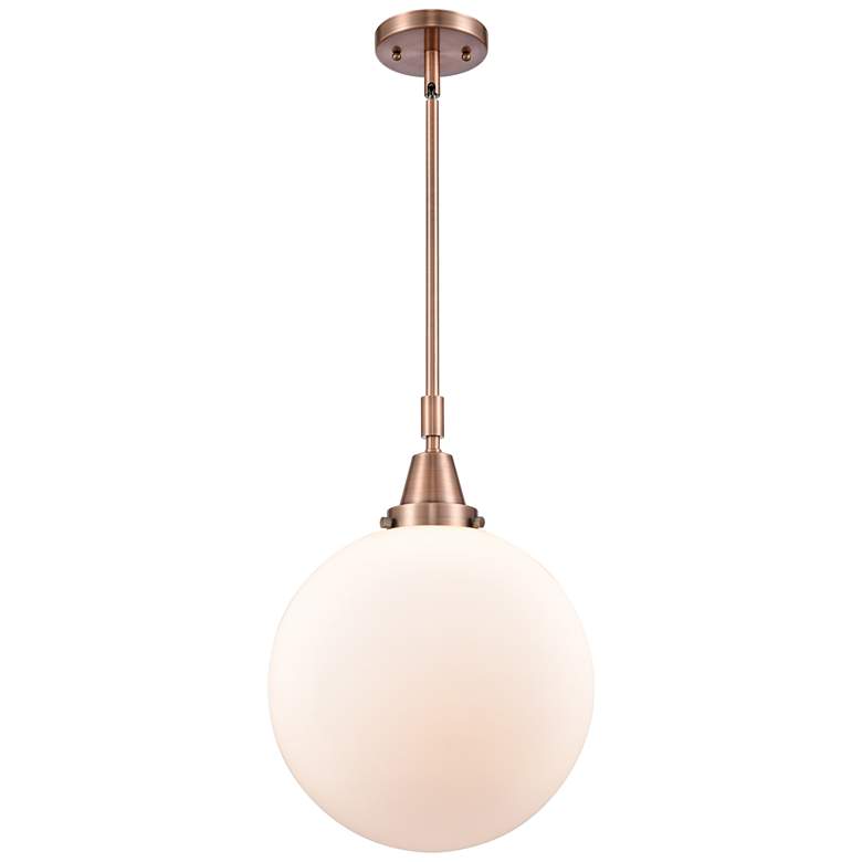Image 1 Caden Beacon 12" Wide Copper Stem Hung Mini Pendant w/ Matte White Sha