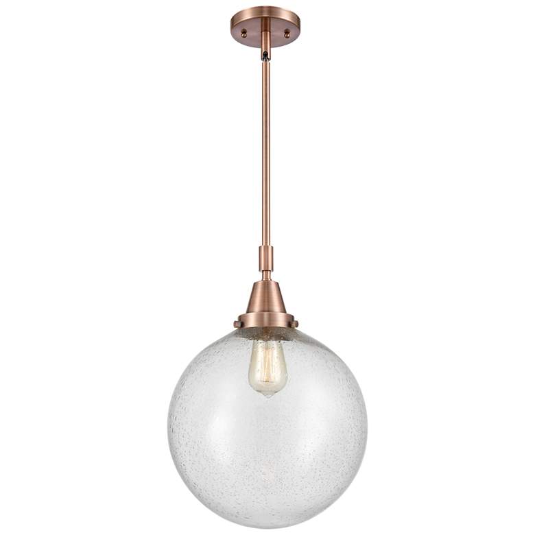 Image 1 Caden Beacon 12" Wide Copper Stem Hung Mini Pendant w/ Seedy Shade
