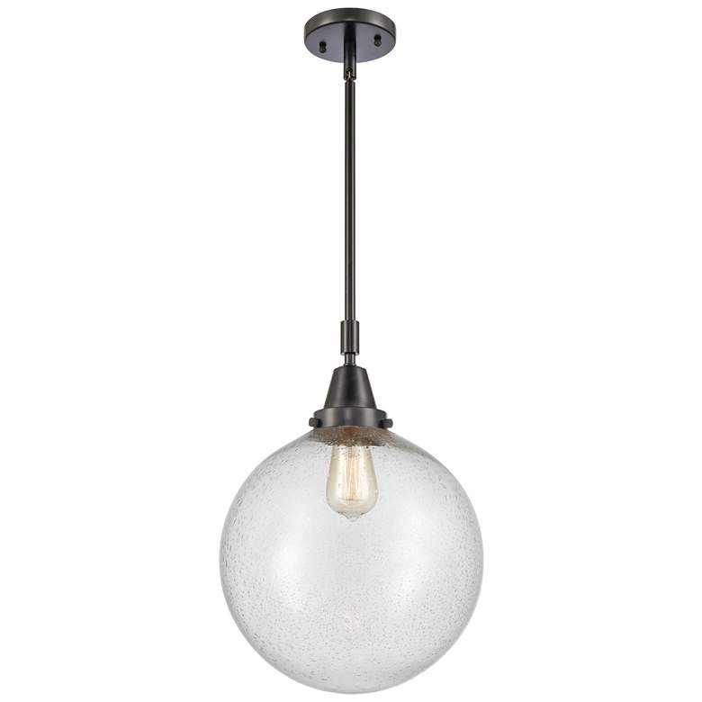 Image 1 Caden Beacon 12" Wide Matte Black Stem Hung Mini Pendant w/ Seedy Shad