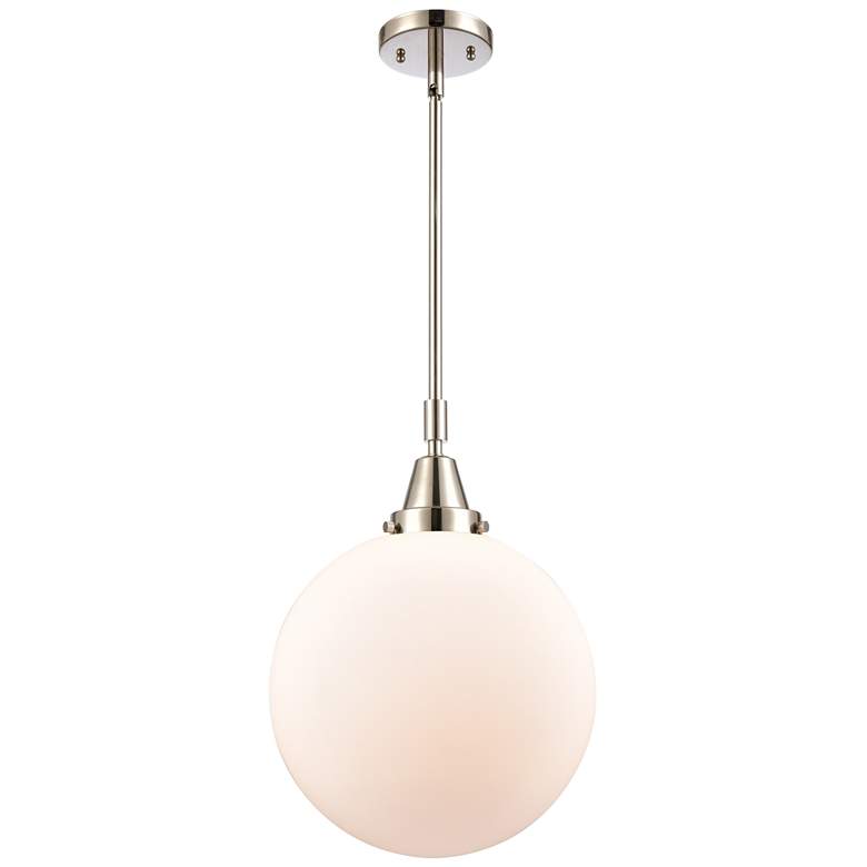 Image 1 Caden Beacon 12" Wide Polished Nickel Stem Hung Mini Pendant w/ White