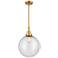 Caden Beacon 12" Wide Satin Gold Stem Hung Mini Pendant w/ Seedy Shade