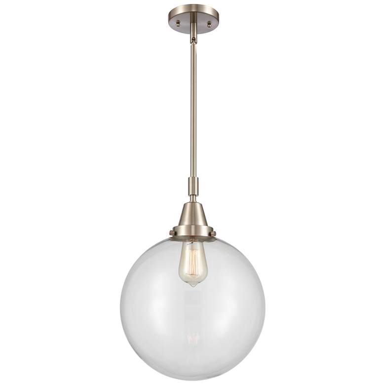 Image 1 Caden Beacon 12"W Brushed Nickel Stem Hung Mini Pendant w/ Clear Shade