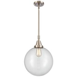 Caden Beacon 12"W Brushed Nickel Stem Hung Mini Pendant w/ Clear Shade