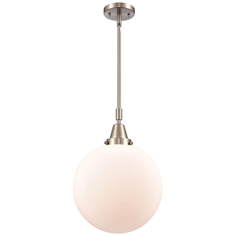 Image 1 Caden Beacon 12"W Brushed Nickel Stem Hung Mini Pendant w/ White Shade