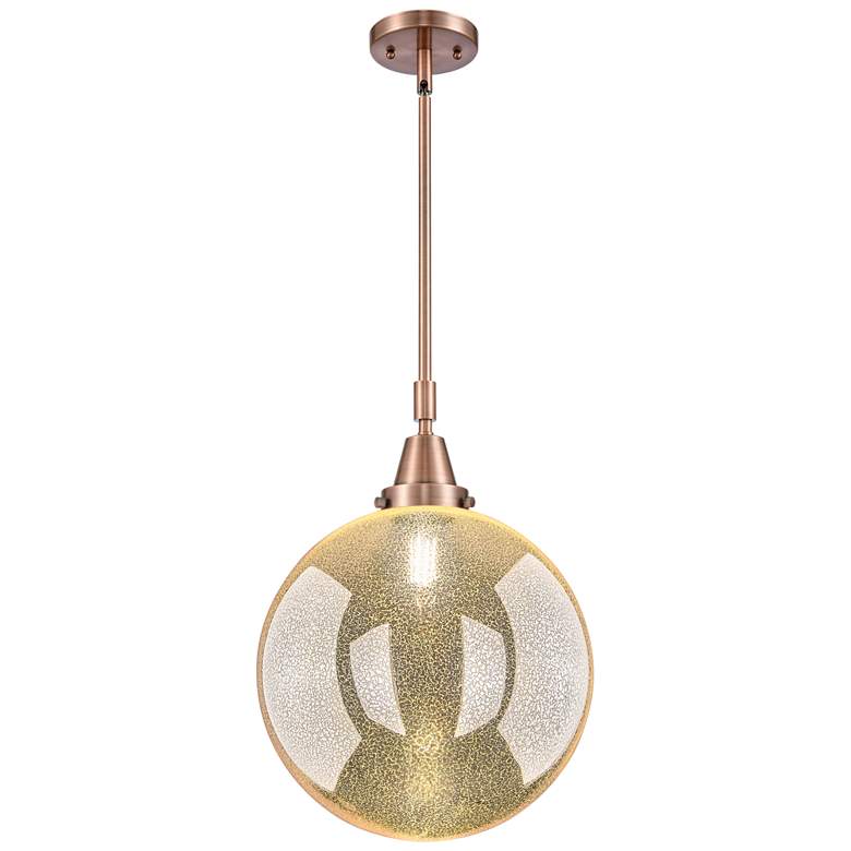 Image 1 Caden Beacon 12"W Antique Copper Stem Mini Pendant With Mercury Shade
