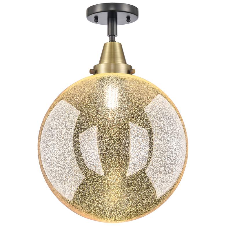 Image 1 Caden Beacon 12"W Black Antique Brass Flush Mount With Mercury Shade