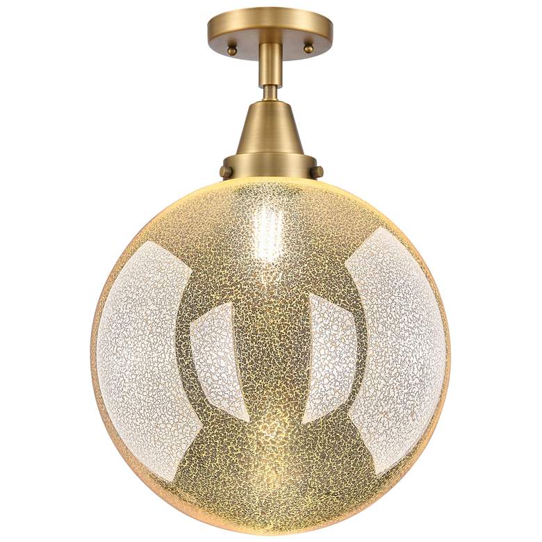 Image 1 Caden Beacon 12" Wide Brushed Brass Flush Mount With Mercury Shade