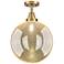 Caden Beacon 12" Wide Brushed Brass Flush Mount With Mercury Shade