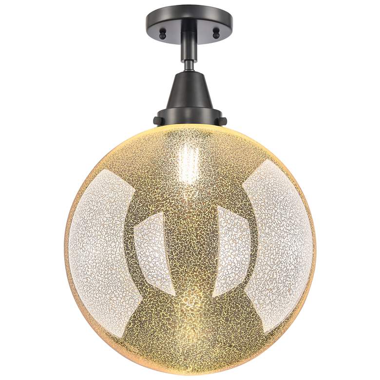 Image 1 Caden Beacon 12" Wide Matte Black Flush Mount With Mercury Shade