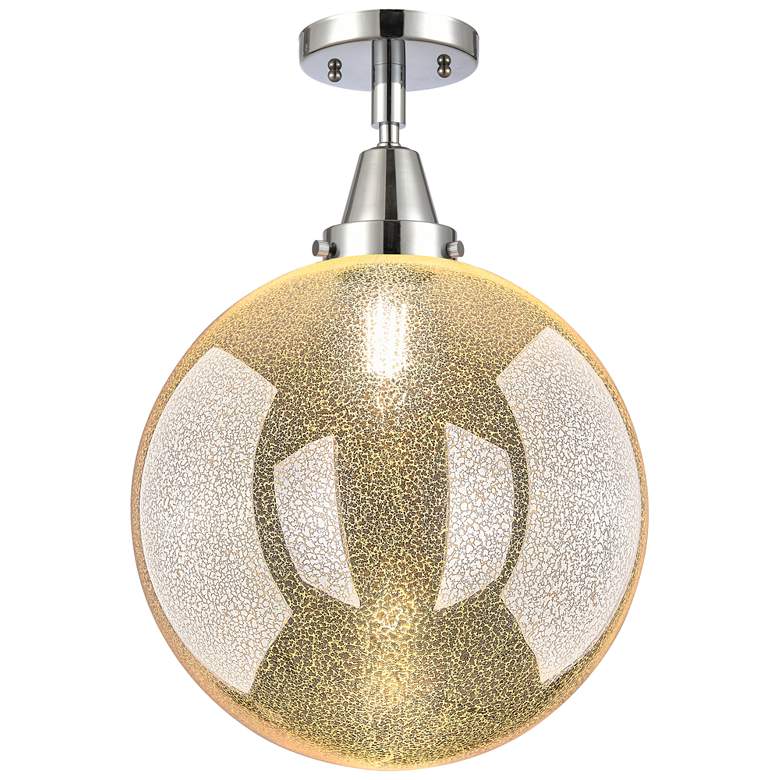 Image 1 Caden Beacon 12" Wide Polished Chrome Flush Mount With Mercury Shade
