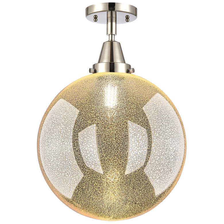 Image 1 Caden Beacon 12" Wide Polished Nickel Flush Mount With Mercury Shade
