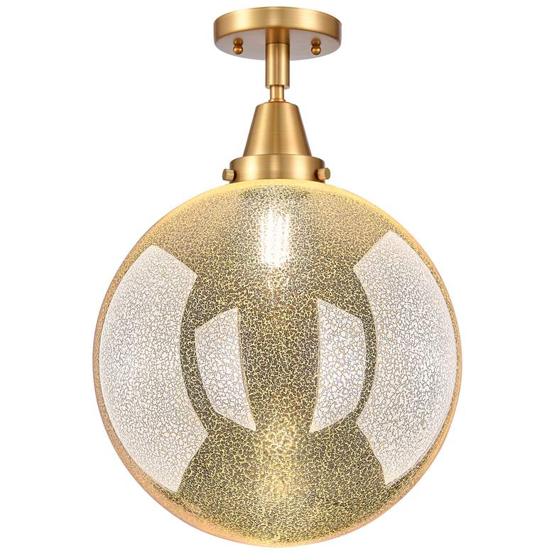 Image 1 Caden Beacon 12" Wide Satin Gold Flush Mount With Mercury Shade