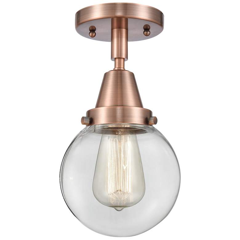 Image 1 Caden Beacon 6" Flush Mount - Antique Copper - Clear Shade
