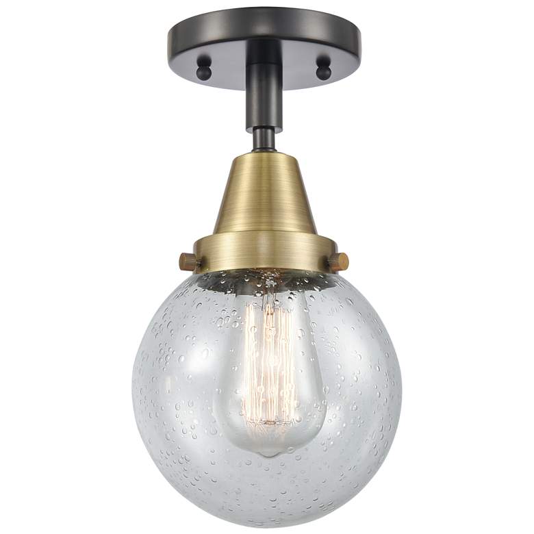 Image 1 Caden Beacon 6" Flush Mount - Black Antique Brass - Seedy Shade