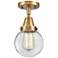 Caden Beacon 6" Flush Mount - Brushed Brass - Clear Shade