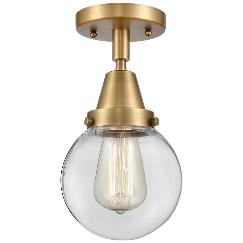 Image 1 Caden Beacon 6" Flush Mount - Brushed Brass - Clear Shade