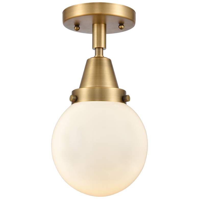 Image 1 Caden Beacon 6" Flush Mount - Brushed Brass - Matte White Shade