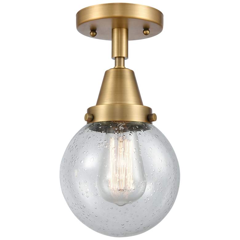 Image 1 Caden Beacon 6" Flush Mount - Brushed Brass - Seedy Shade