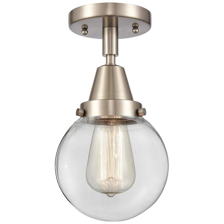 Image 1 Caden Beacon 6" Flush Mount - Brushed Satin Nickel - Clear Shade