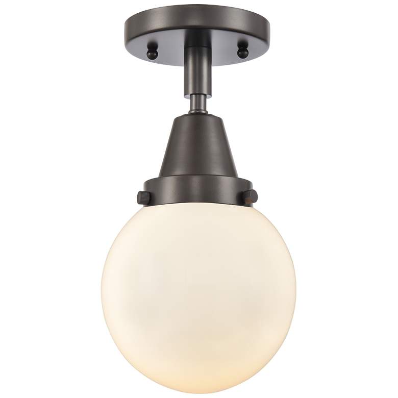 Image 1 Caden Beacon 6" Flush Mount - Oil Rubbed Bronze - Matte White Shade
