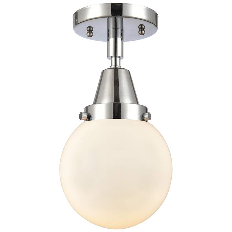 Image 1 Caden Beacon 6" Flush Mount - Polished Chrome - Matte White Shade