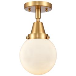 Caden Beacon 6" Flush Mount - Satin Gold - Matte White Shade
