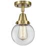Caden Beacon 6" LED Flush Mount - Antique Brass - Clear Shade