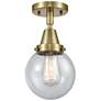 Caden Beacon 6" LED Flush Mount - Antique Brass - Seedy Shade
