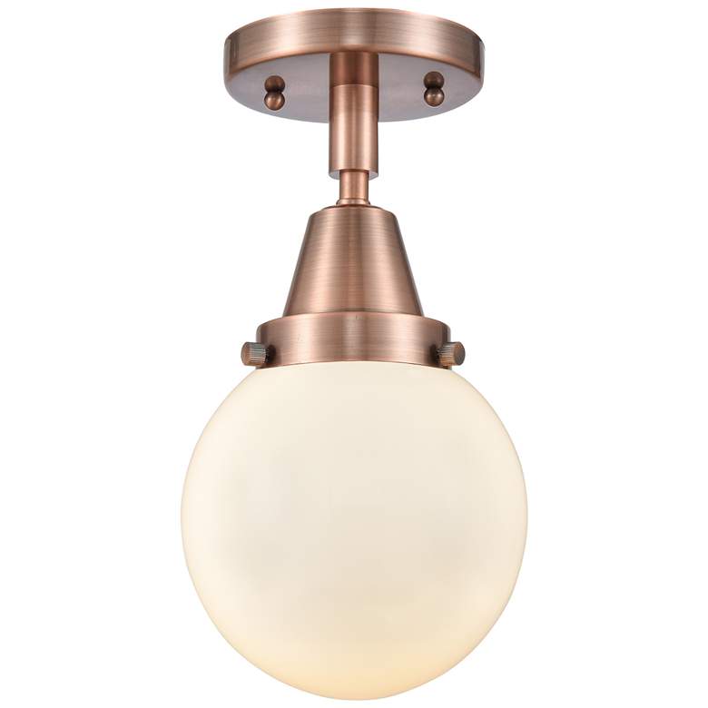 Image 1 Caden Beacon 6" LED Flush Mount - Antique Copper - Matte White Shade