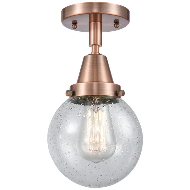 Image 1 Caden Beacon 6" LED Flush Mount - Antique Copper - Seedy Shade