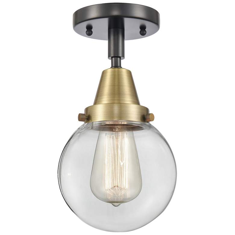 Image 1 Caden Beacon 6" LED Flush Mount - Black Antique Brass - Clear Shade