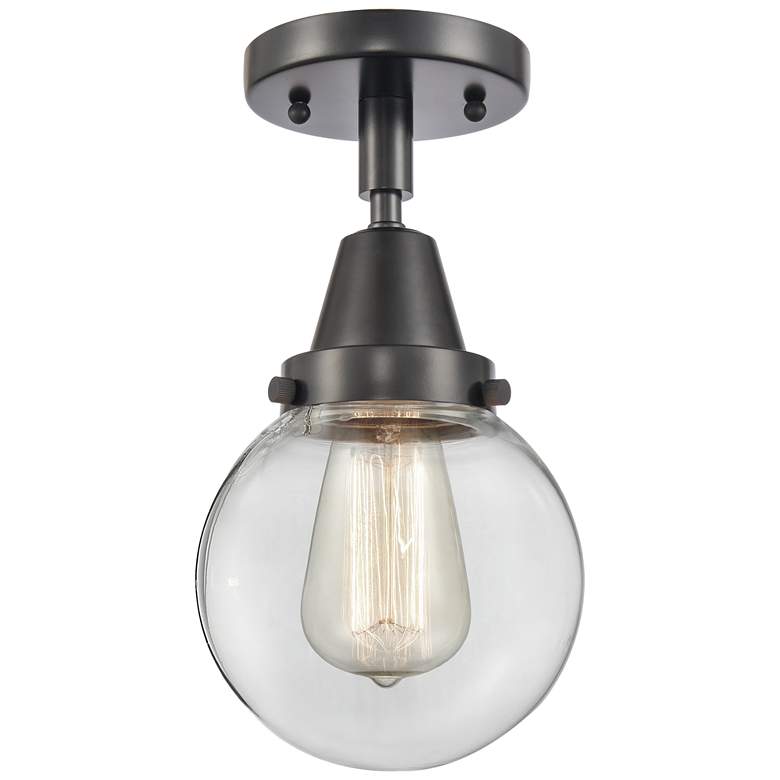 Image 1 Caden Beacon 6" LED Flush Mount - Matte Black - Clear Shade