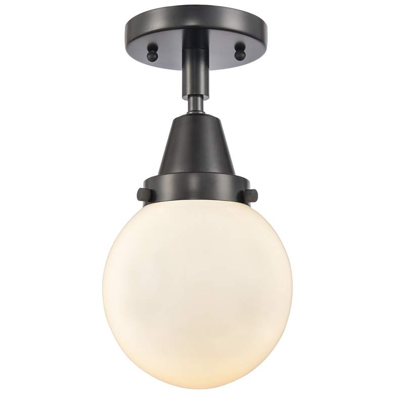 Image 1 Caden Beacon 6" LED Flush Mount - Matte Black - Matte White Shade