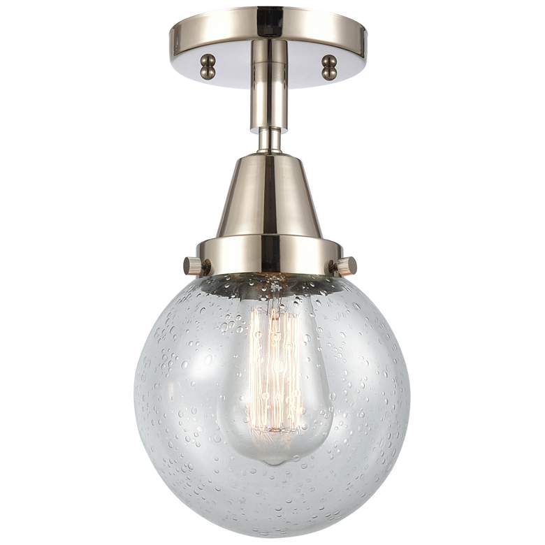 Image 1 Caden Beacon 6" LED Flush Mount - Polished Nickel - Seedy Shade