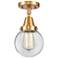 Caden Beacon 6" LED Flush Mount - Satin Gold - Clear Shade