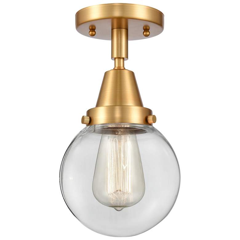 Image 1 Caden Beacon 6 inch LED Flush Mount - Satin Gold - Clear Shade