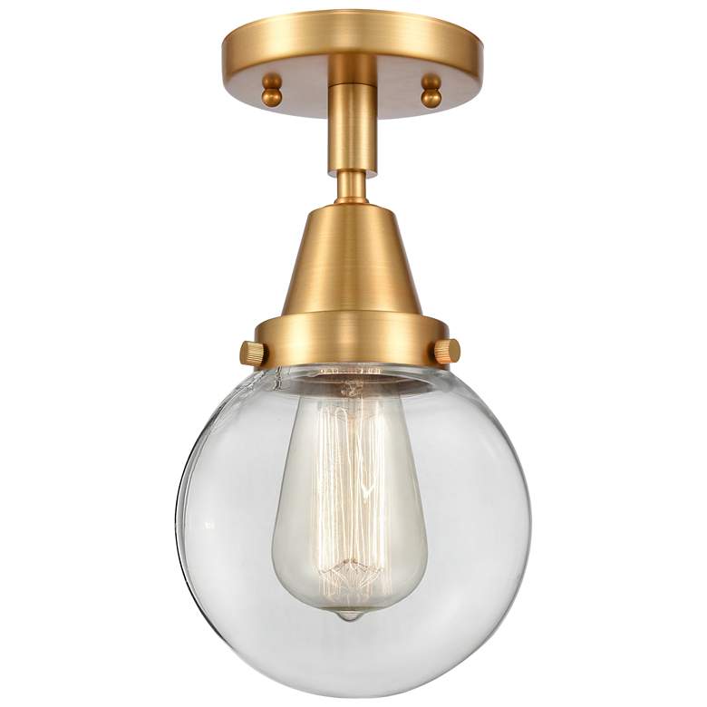 Image 1 Caden Beacon 6" LED Flush Mount - Satin Gold - Clear Shade