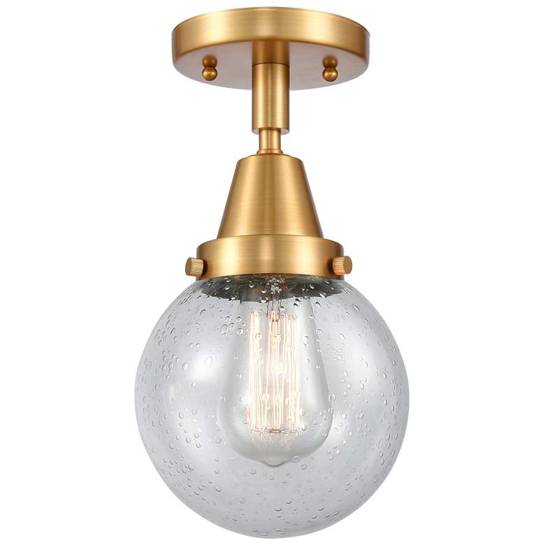 Image 1 Caden Beacon 6" LED Flush Mount - Satin Gold - Seedy Shade