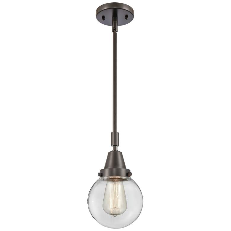 Image 1 Caden Beacon 6" Wide Bronze Stem Hung Mini Pendant w/ Clear Shade