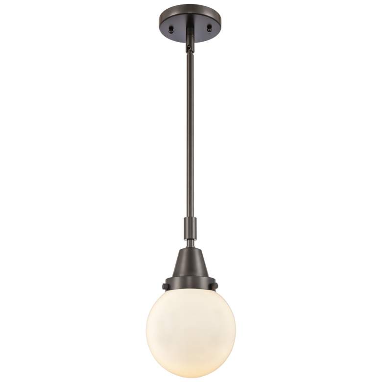 Image 1 Caden Beacon 6" Wide Bronze Stem Hung Mini Pendant w/ Matte White Shad