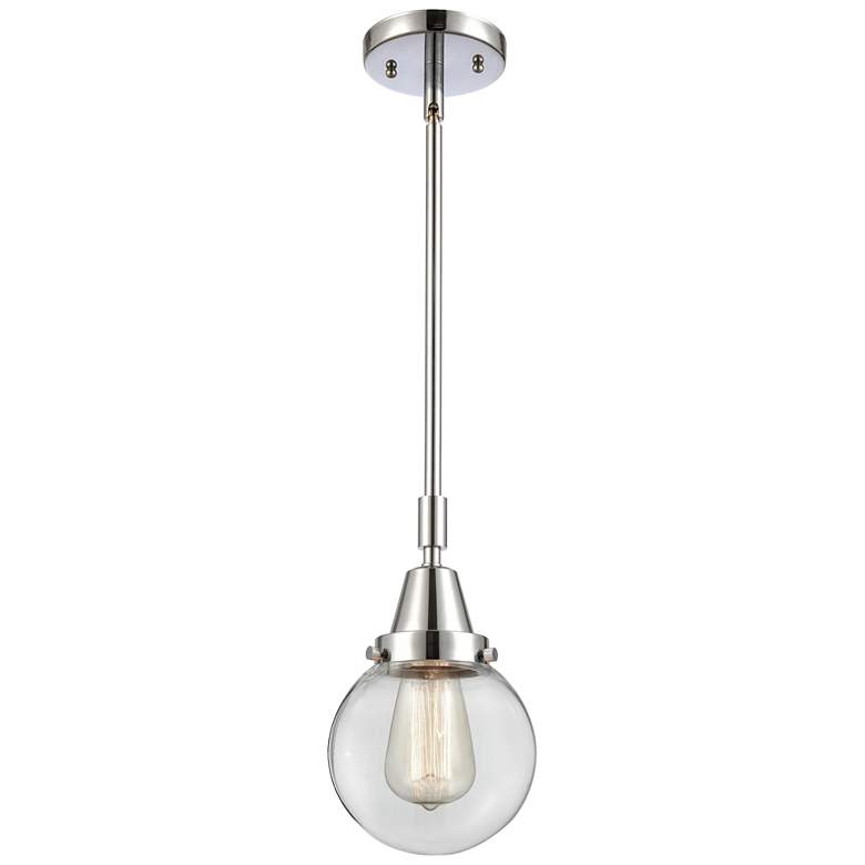 Image 1 Caden Beacon 6" Wide Polished Chrome Stem Hung Mini Pendant w/ Clear S