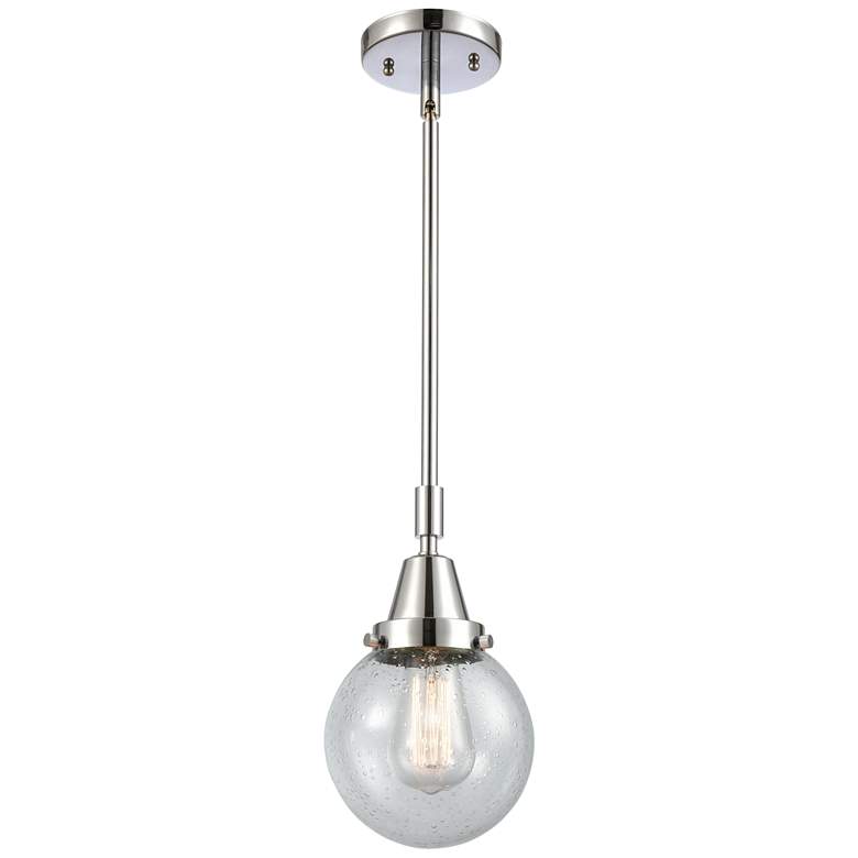 Image 1 Caden Beacon 6" Wide Polished Chrome Stem Hung Mini Pendant w/ Seedy S