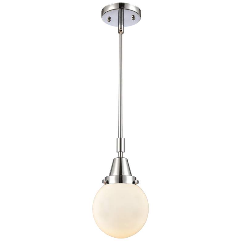 Image 1 Caden Beacon 6" Wide Polished Chrome Stem Hung Mini Pendant w/ White S