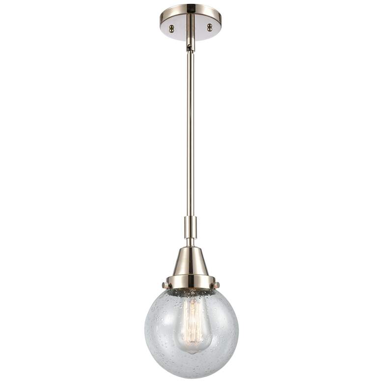 Image 1 Caden Beacon 6 inch Wide Polished Nickel Stem Hung Mini Pendant w/ Seedy S