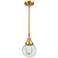 Caden Beacon 6" Wide Satin Gold Stem Hung Mini Pendant w/ Clear Shade