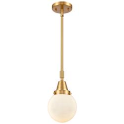 Caden Beacon 6" Wide Satin Gold Stem Hung Mini Pendant w/ Matte White