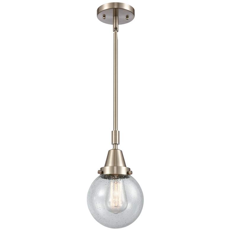 Image 1 Caden Beacon 6"W Brushed Satin Nickel Stem Hung Mini Pendant w/ Seedy