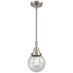 Caden Beacon 6"W Brushed Satin Nickel Stem Hung Mini Pendant w/ Seedy