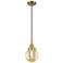 Caden Beacon 6"W Antique Brass Cord Mini Pendant With Mercury Shade